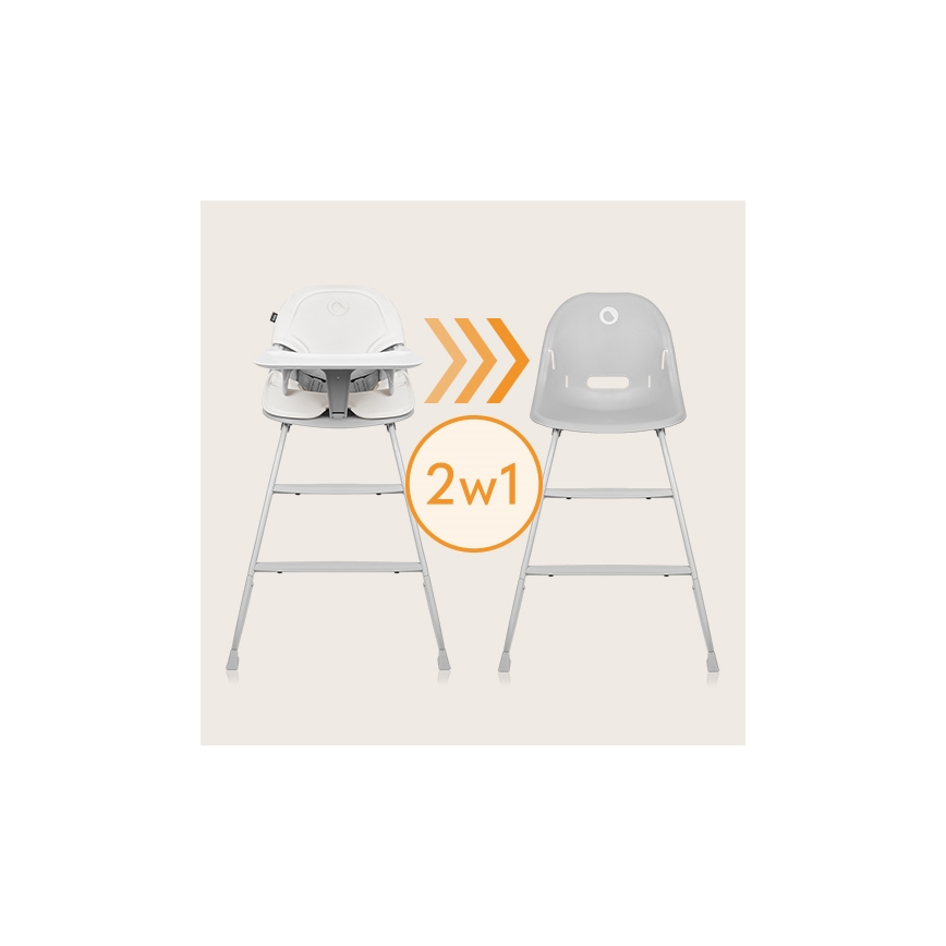 Lionelo - Silla de comedor para niños 2en1 DALIA blanco/gris