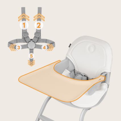 Lionelo - Silla de comedor para niños 2en1 DALIA blanco/gris