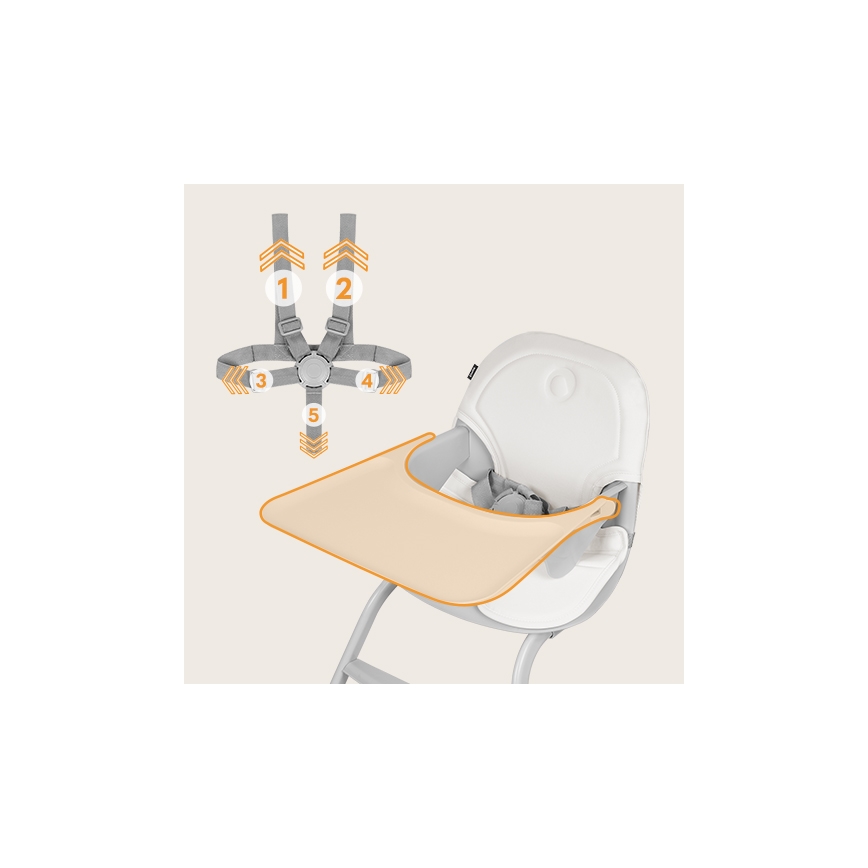 Lionelo - Silla de comedor para niños 2en1 DALIA blanco/gris