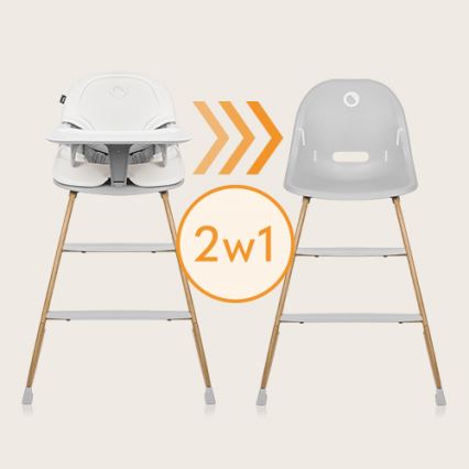 Lionelo - Silla de comedor para niños 2en1 DALIA blanco/marrón
