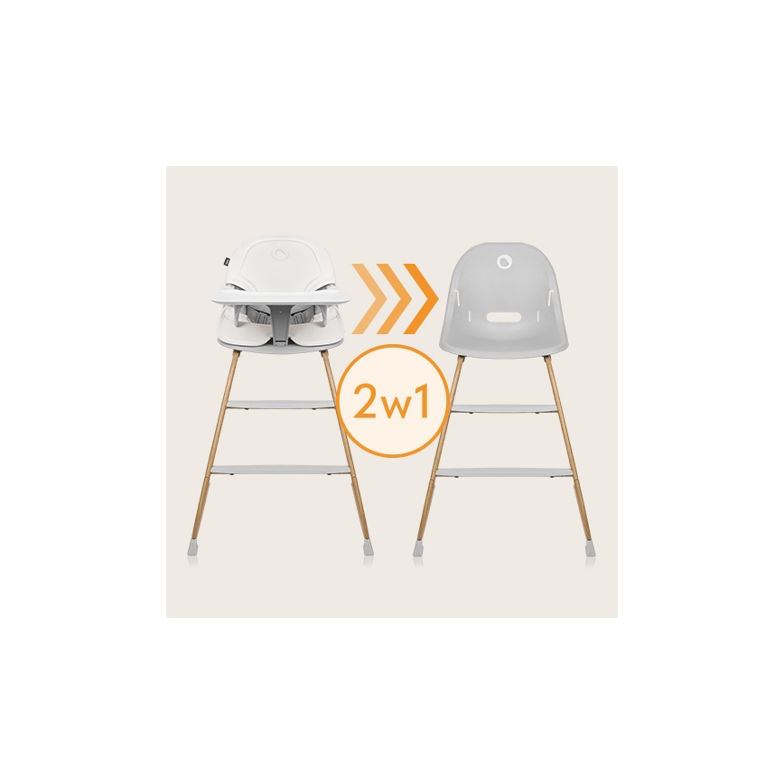 Lionelo - Silla de comedor para niños 2en1 DALIA blanco/marrón