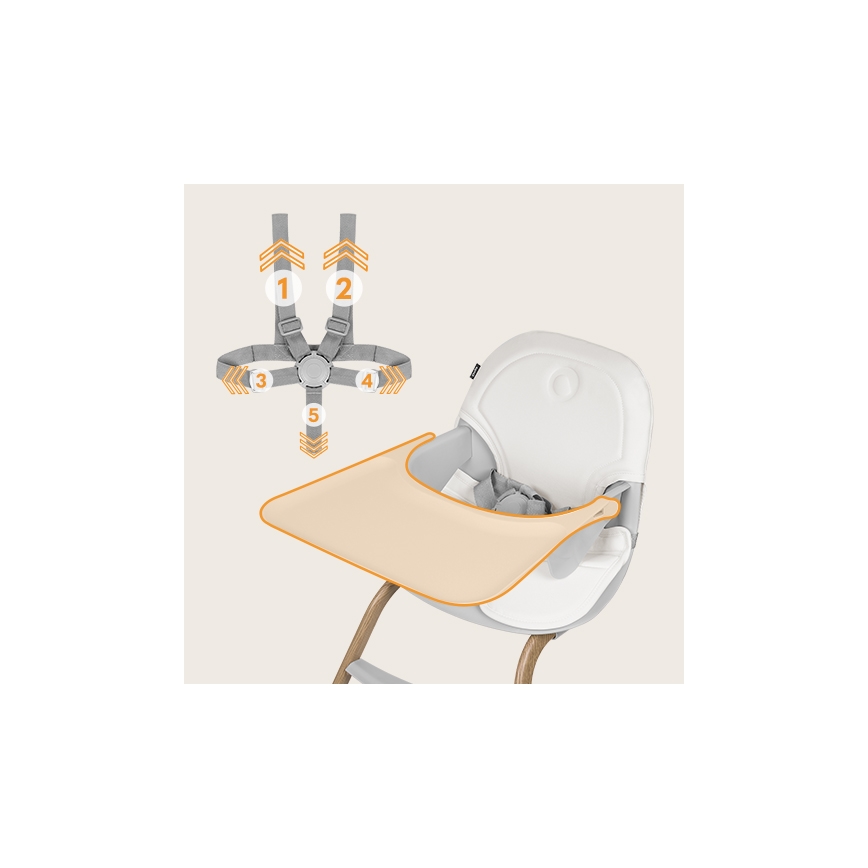 Lionelo - Silla de comedor para niños 2en1 DALIA blanco/marrón