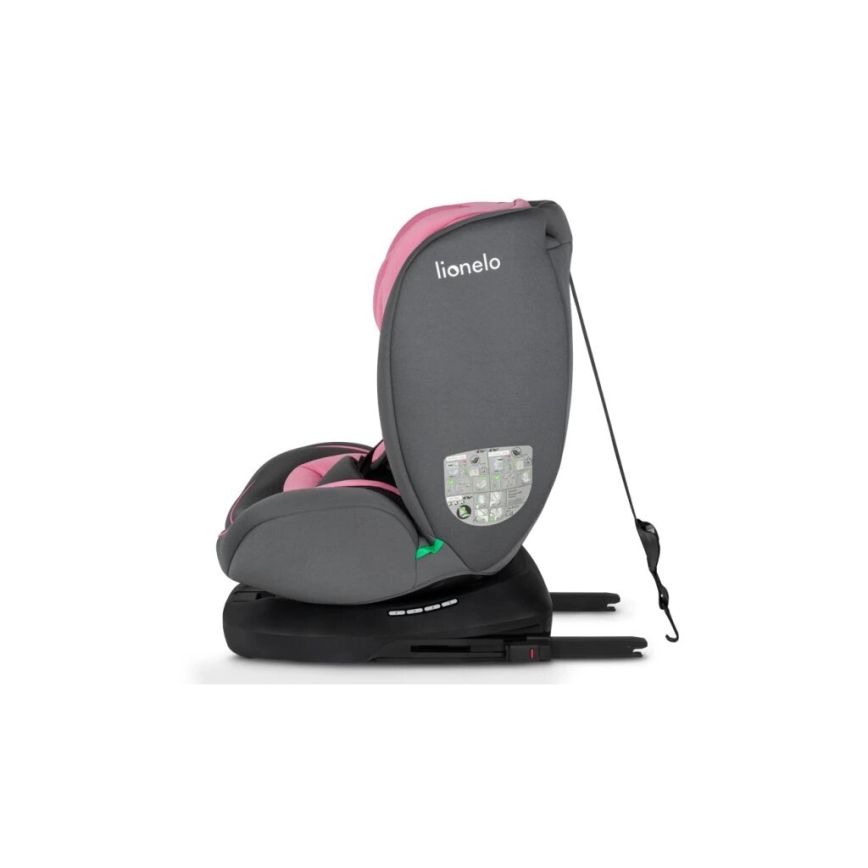 Lionelo - Silla para coche BASTIAAN i-Tamaño 40-150 cm gris/rosa