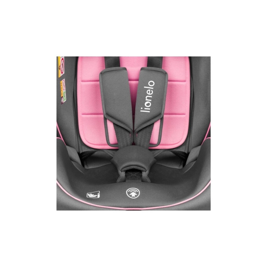 Lionelo - Silla para coche BASTIAAN i-Tamaño 40-150 cm gris/rosa