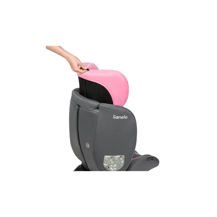 Lionelo - Silla para coche BASTIAAN i-Tamaño 40-150 cm gris/rosa