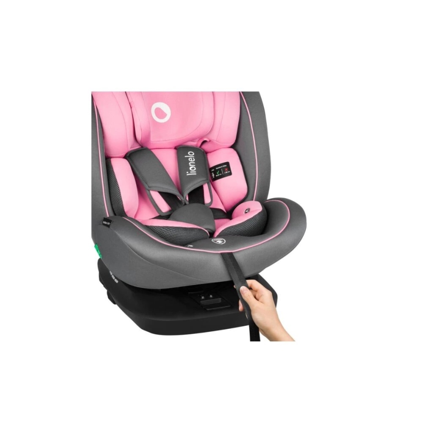 Lionelo - Silla para coche BASTIAAN i-Tamaño 40-150 cm gris/rosa