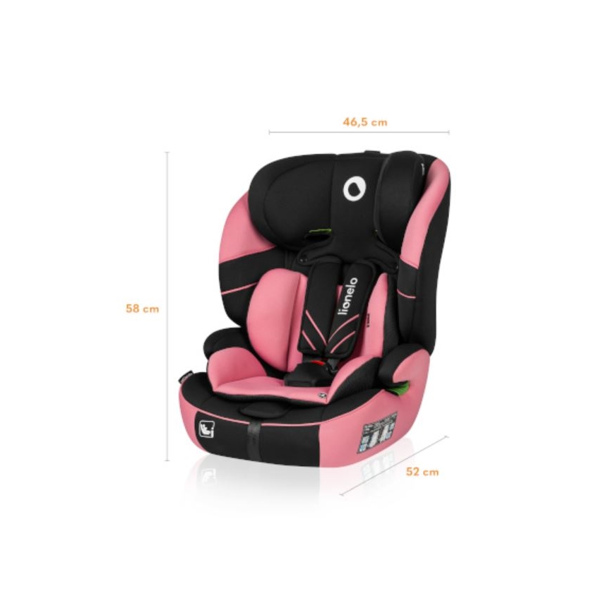 Lionelo - Silla para coche LEVI ONE i-Tamaño 76-150 cm negro/rosa