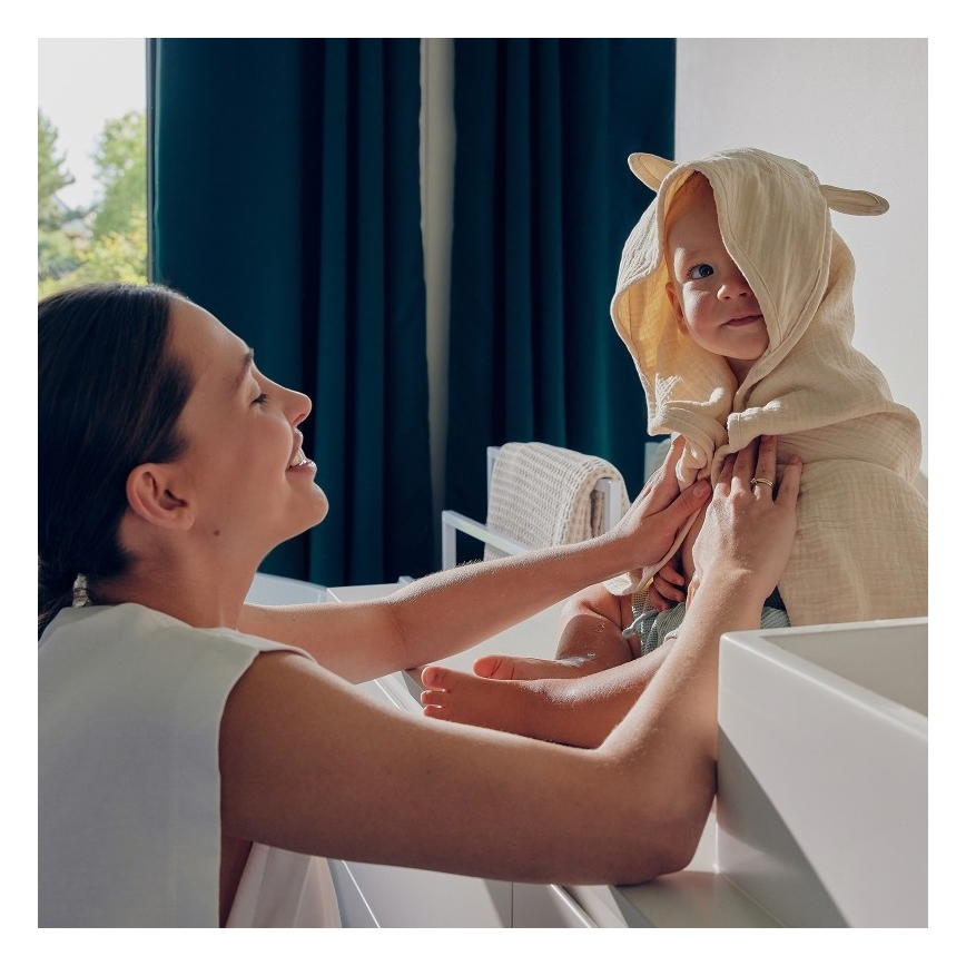 Lionelo - Toalla con capucha para niños MUSLIN HOODED TOWEL Beige Cappuccino