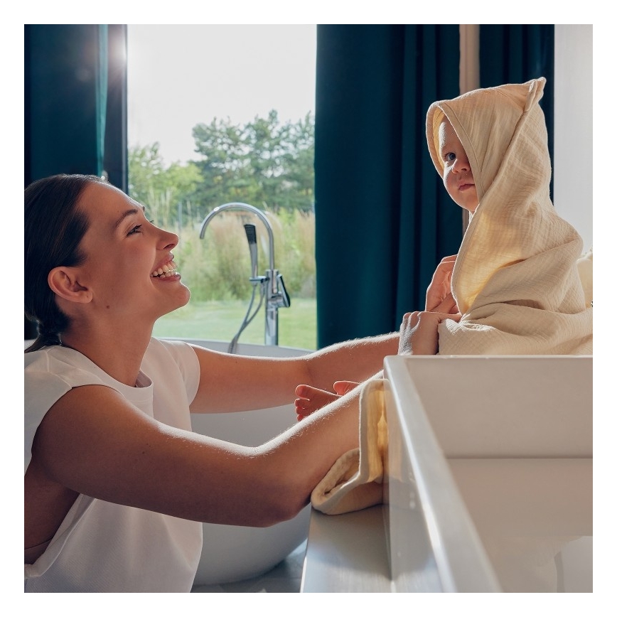 Lionelo - Toalla con capucha para niños MUSLIN HOODED TOWEL Beige Cappuccino