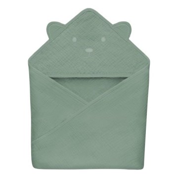 Lionelo - Toalla con capucha para niños MUSLIN HOODED TOWEL Bosque Verde