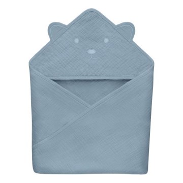 Lionelo - Toalla de baño para niños con capucha MUSLIN HOODED TOWEL Grey Sky