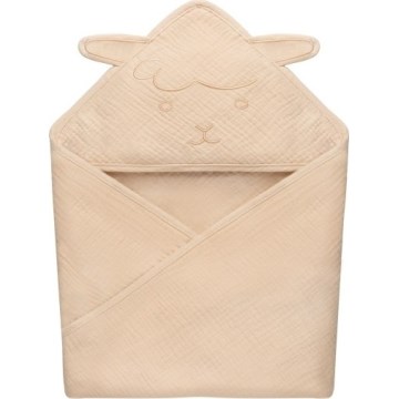 Lionelo - Toalla infantil con capucha de muselina Beige Arena