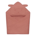 Lionelo - Toalla infantil con capucha de muselina Coral rojo