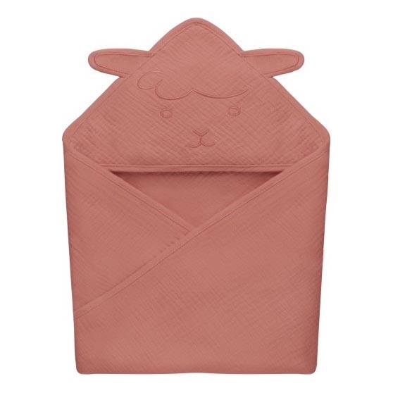 Lionelo - Toalla para niños con capucha MUSLIN ROJA Coral