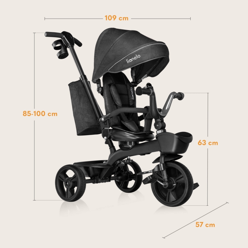 Lionelo - Triciclo infantil KORI Gris Piedra