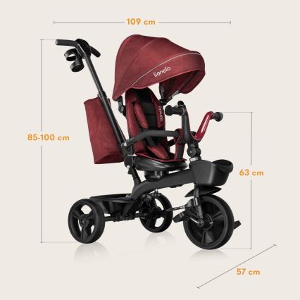Lionelo - Triciclo infantil KORI Rojo Burdeos