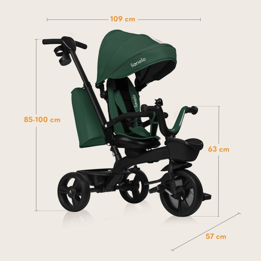 Lionelo - Triciclo infantil KORI Verde Esmeralda