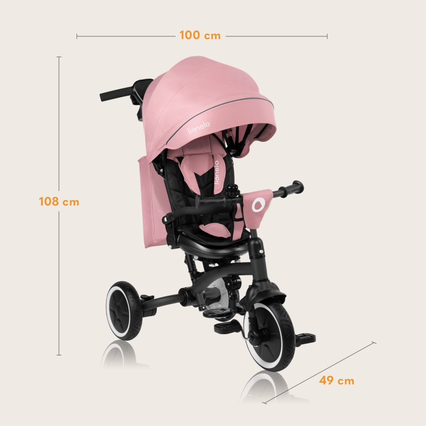 Lionelo - Triciclo infantil TRIS PLUS Pink Rose