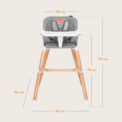 Lionelo - Trona 2 en 1 para niños KOEN Grey Stone