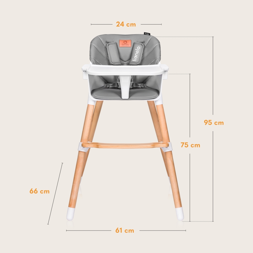 Lionelo - Trona 2 en 1 para niños KOEN Grey Stone