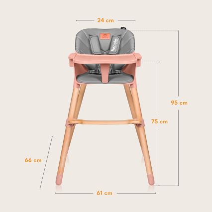Lionelo - Trona infantil 2 en 1 KOEN Pink Rose