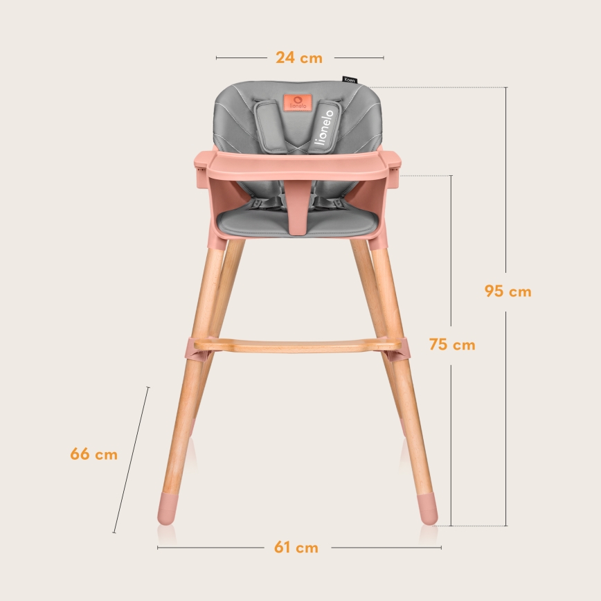 Lionelo - Trona infantil 2 en 1 KOEN Pink Rose