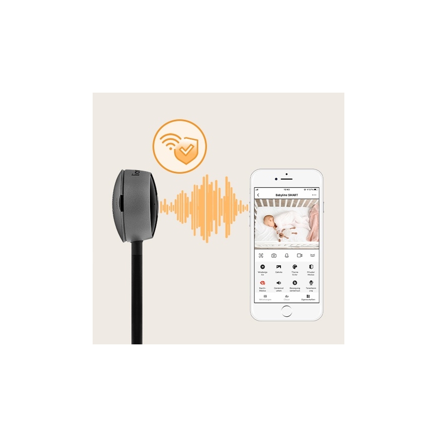 Lionelo - Vigilabebés inteligente BABYLINE SMART con Wi‑Fi, negro