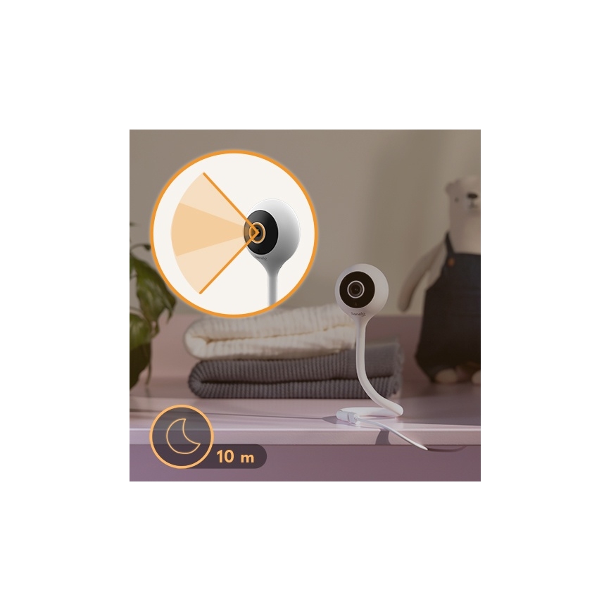Lionelo - Vigilabebés inteligente BABYLINE SMART Wi-Fi Blanco