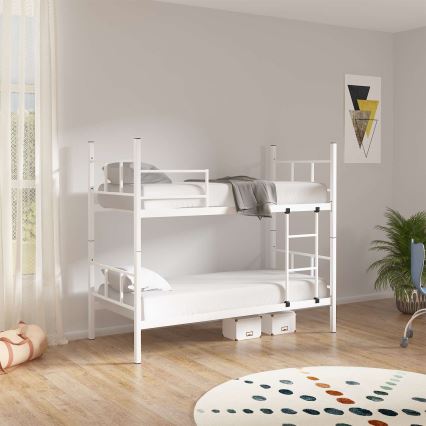 Litera metálica MAVEN 90x200 cm, blanca, capacidad 2x100 kg