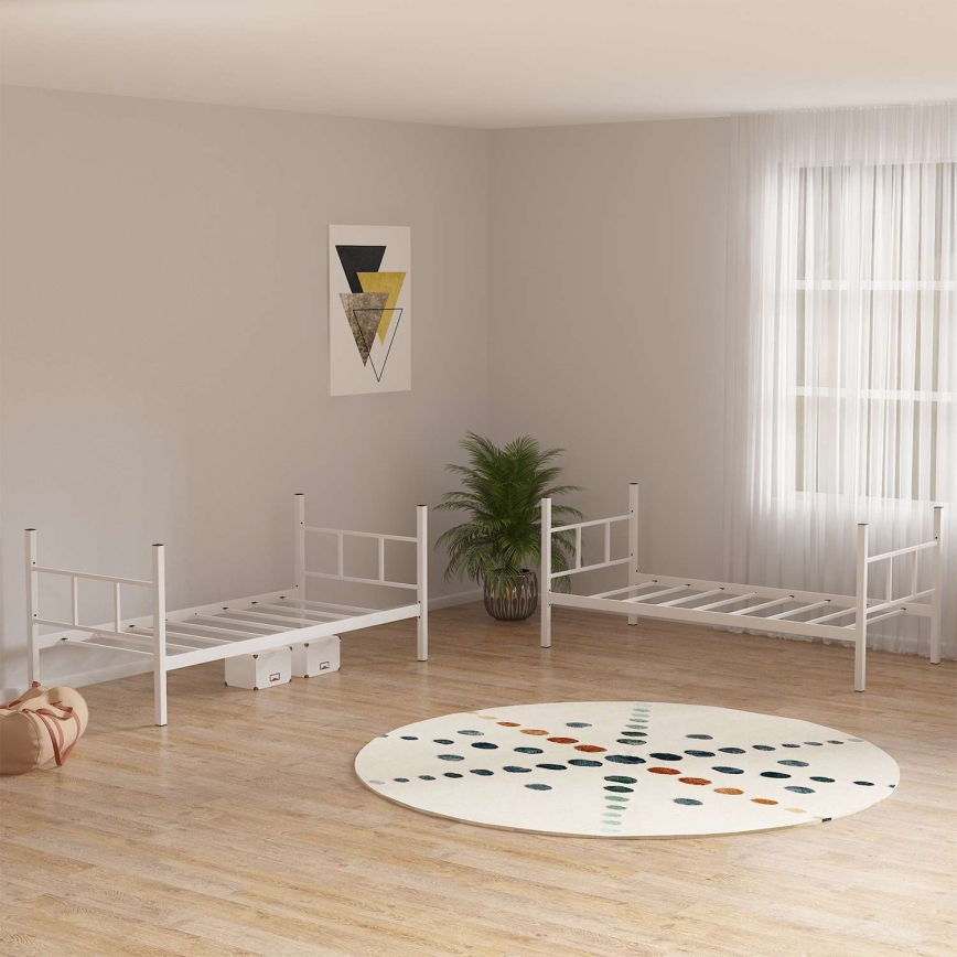 Litera metálica MAVEN 90x200 cm, blanca, capacidad 2x100 kg