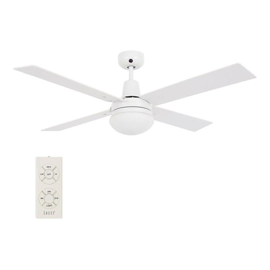 Lucci Air 210339 - Ventilador de techo AIRFUSION QUEST 1xE27/60W/230V blanco/madera + mando a distancia