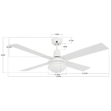 Lucci Air 210339 - Ventilador de techo AIRFUSION QUEST 1xE27/60W/230V blanco/madera + control remoto