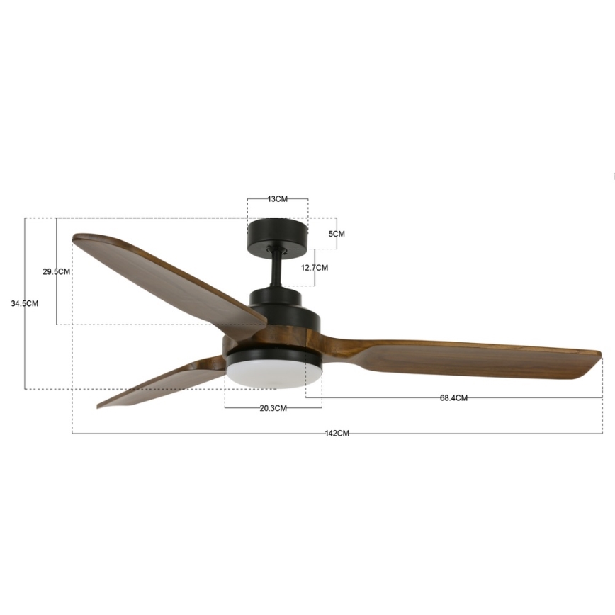 Lucci air 213054 - Ventilador de techo LED SHOALHAVEN GX53/17W/230V negro/paulownia + control remoto