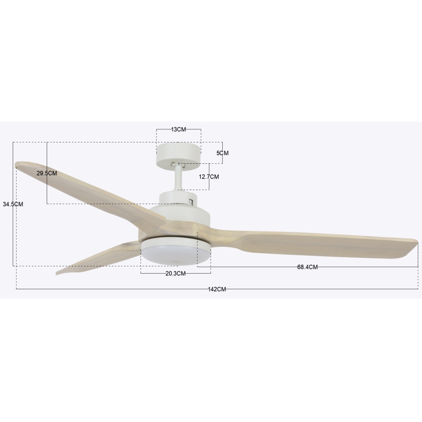 Lucci air 213055 - Ventilador de techo LED SHOALHAVEN GX53/17W/230V paulownia/blanco + control remoto