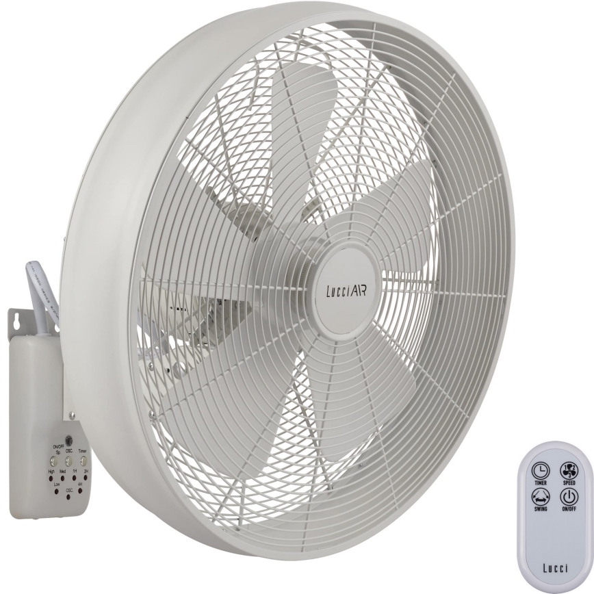 Lucci Air 213128EU - Ventilador de pared BREEZE 55W/230V blanco + mando a distancia