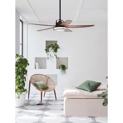 Lucci air 213175 - Ventilador de techo LED regulable LOUISVILLE 1xGX53/18W/230V marrón + mando a distancia