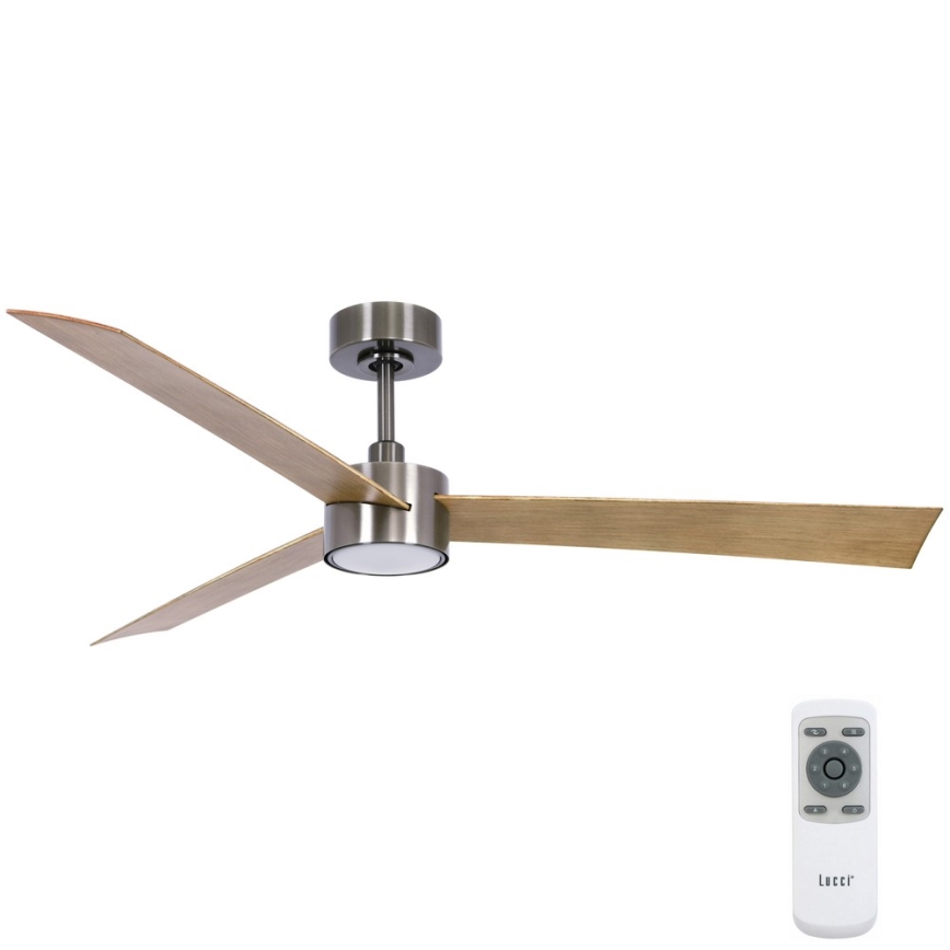 Lucci air 21610449 - Ventilador de techo LED regulable CLIMATE 1xGX53/12W/230V marrón/cromo brillante + control remoto