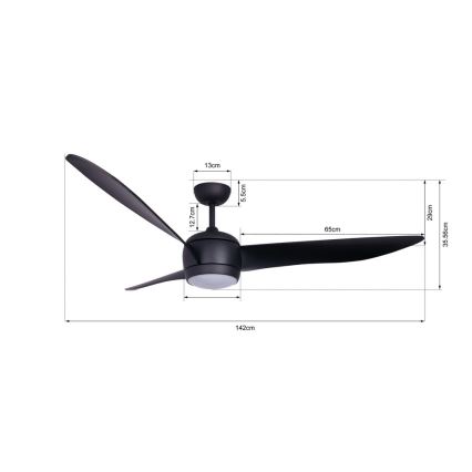 Lucci air 512910 - Ventilador de techo LED AIRFUSION NORDIC LED/20W/230V negro + control remoto
