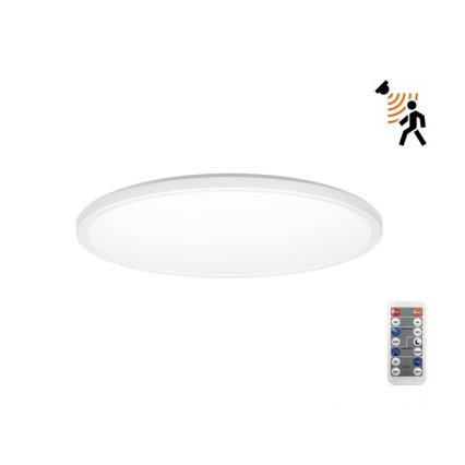 Lámpara LED para baño con sensor de movimiento y sensor crepuscular NIVERA LED/12W/230V IP54 3000/4000/6000K diámetro 22,5 cm blanca + mando a distancia