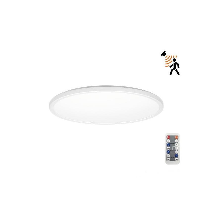 Lámpara LED para baño con sensor de movimiento y sensor crepuscular NIVERA LED/12W/230V IP54 3000/4000/6000K diámetro 22,5 cm blanca + mando a distancia