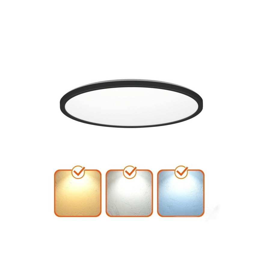 Luminaria LED para baño con sensor de movimiento y crepúsculo NIVERA LED/12W/230V IP54 3000/4000/6000K Ø 22,5 cm negra + mando a distancia