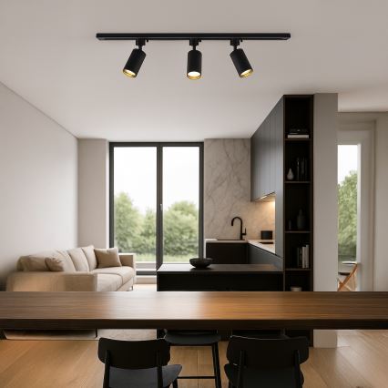 Luminaria de carril TIGER 3xGU10/10W/230V negra