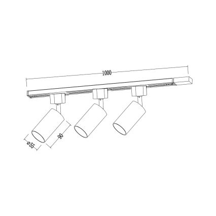 Luminaria de carril TIGER 3xGU10/10W/230V negra
