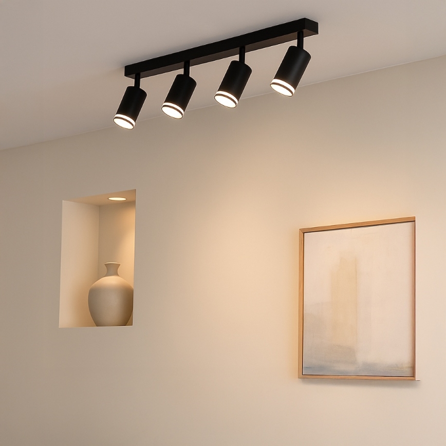 Luminaria de focos PIPE 4xGU10/10W/230V negra
