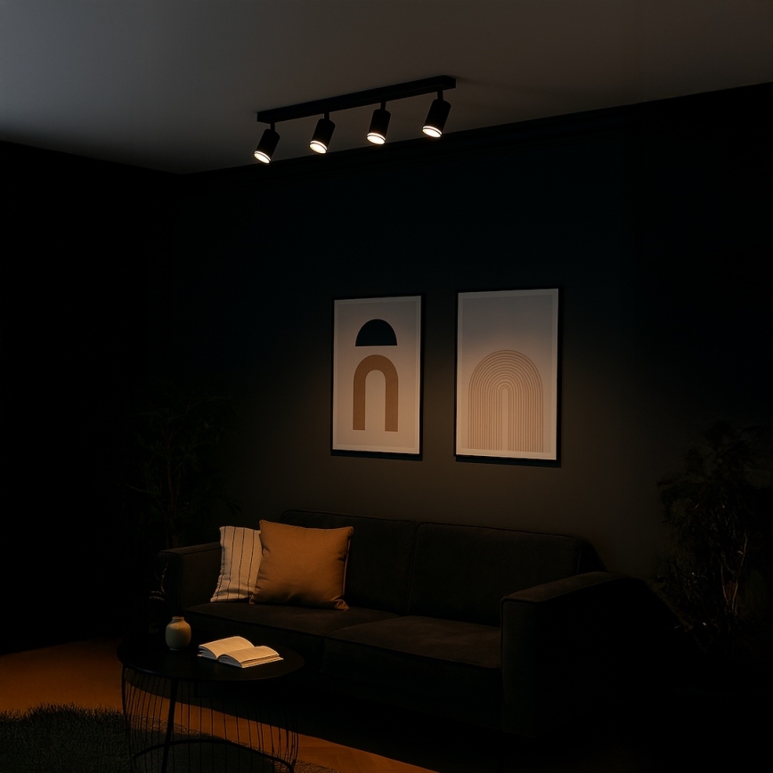 Luminaria de focos PIPE 4xGU10/10W/230V negra