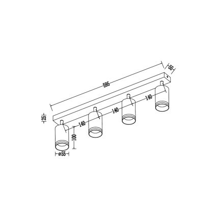 Luminaria de focos PIPE 4xGU10/10W/230V negra