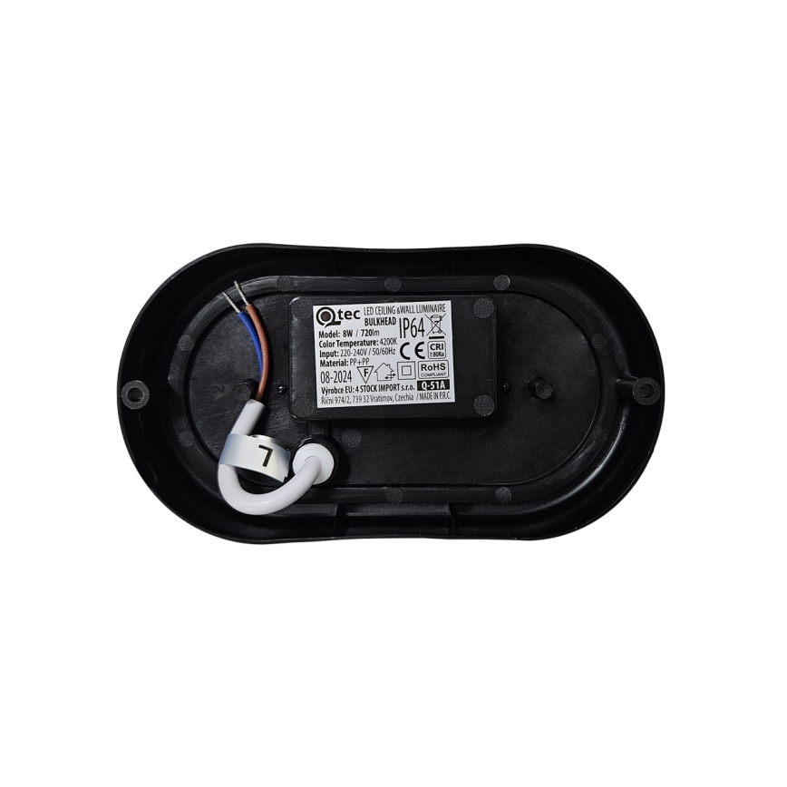Luminaria de techo exterior LED/8W/230V 4200K IP64 negra