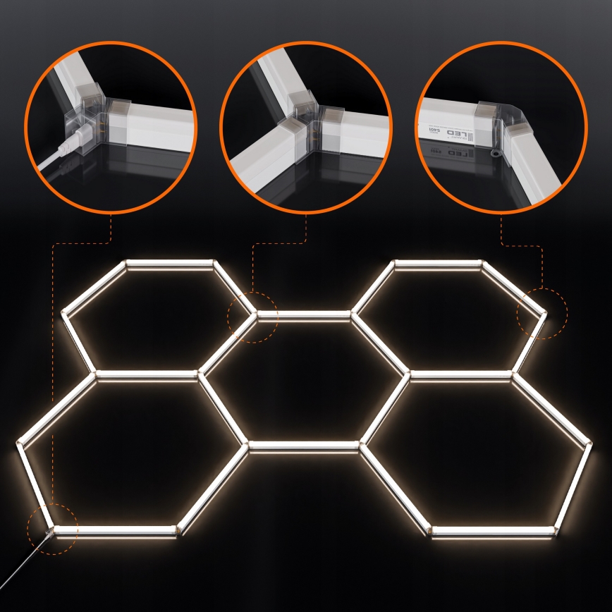 Luminaria de techo LED HEXAGON LED/192W/85-265V 4000K 298x209 cm CRI 90 IP54 blanca