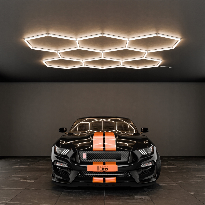 Luminaria de techo LED HEXAGON LED/280W/85-265V 4000K 313x298 cm CRI 90 IP54 blanca