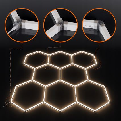 Luminaria de techo LED HEXAGON LED/280W/85-265V 4000K 313x298 cm CRI 90 IP54 blanca